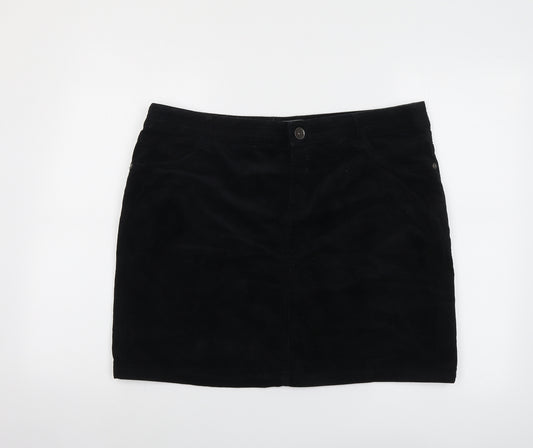 Yessica Womens Black Cotton A-Line Skirt Size 20 Button