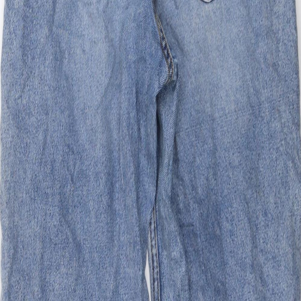 Zara Womens Blue Cotton Straight Jeans Size 12 L33 in Regular Button