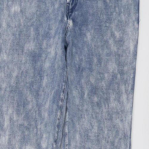 H&M Girls Blue Cotton Skinny Jeans Size 13-14 Years Regular Button - Acid Wash