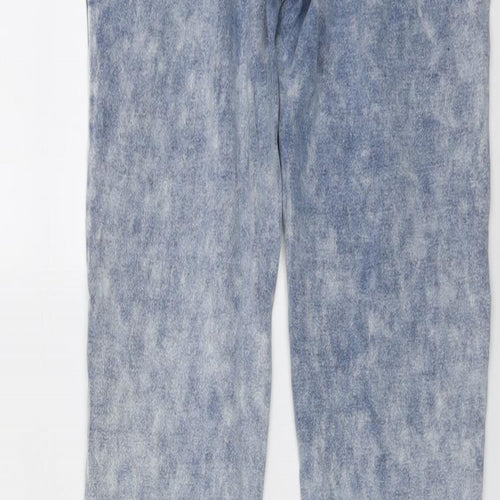 H&M Girls Blue Cotton Skinny Jeans Size 13-14 Years Regular Button - Acid Wash