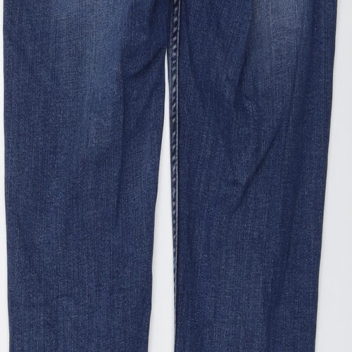 Fat Face Womens Blue Cotton Straight Jeans Size 12 L31 in Regular Button
