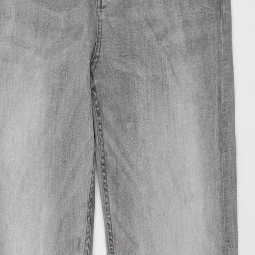 Marks and Spencer Womens Grey Cotton Straight Jeans Size 12 L28 in Regular Button