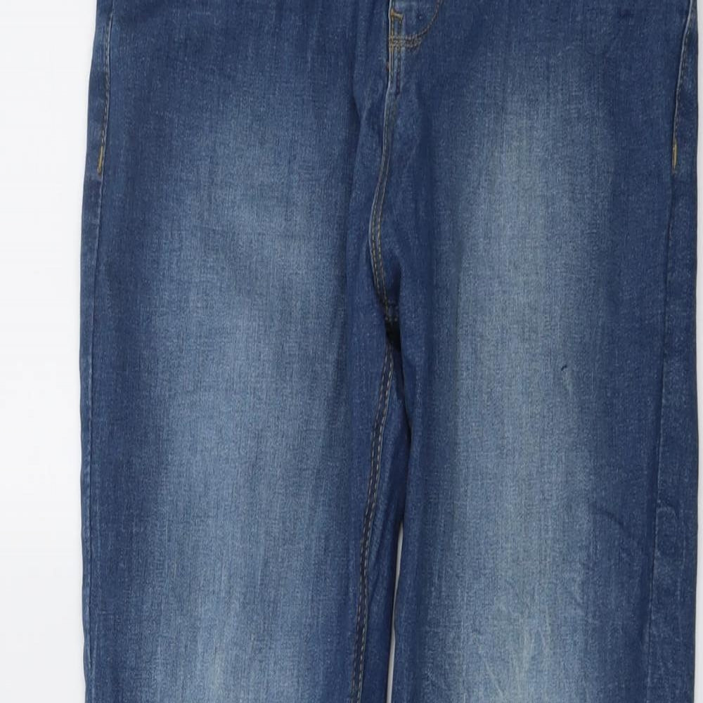 Marks and Spencer Boys Blue Cotton Straight Jeans Size 12-13 Years Regular Button