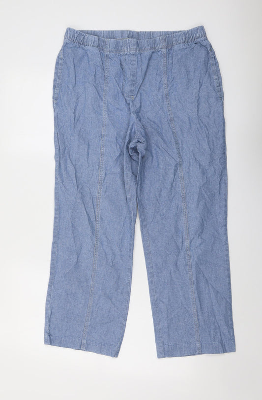 Damart Womens Blue Cotton Trousers Size 16 L25 in Regular