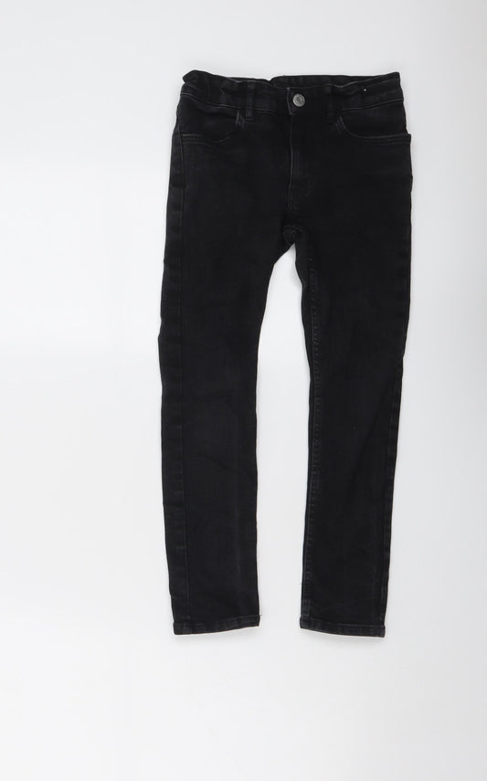 H&M Boys Black Cotton Skinny Jeans Size 6-7 Years Regular Button