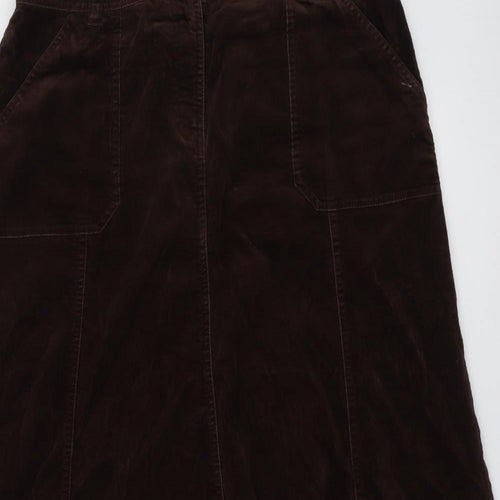 Long Tall Sally Womens Brown Cotton Swing Skirt Size 14 Button