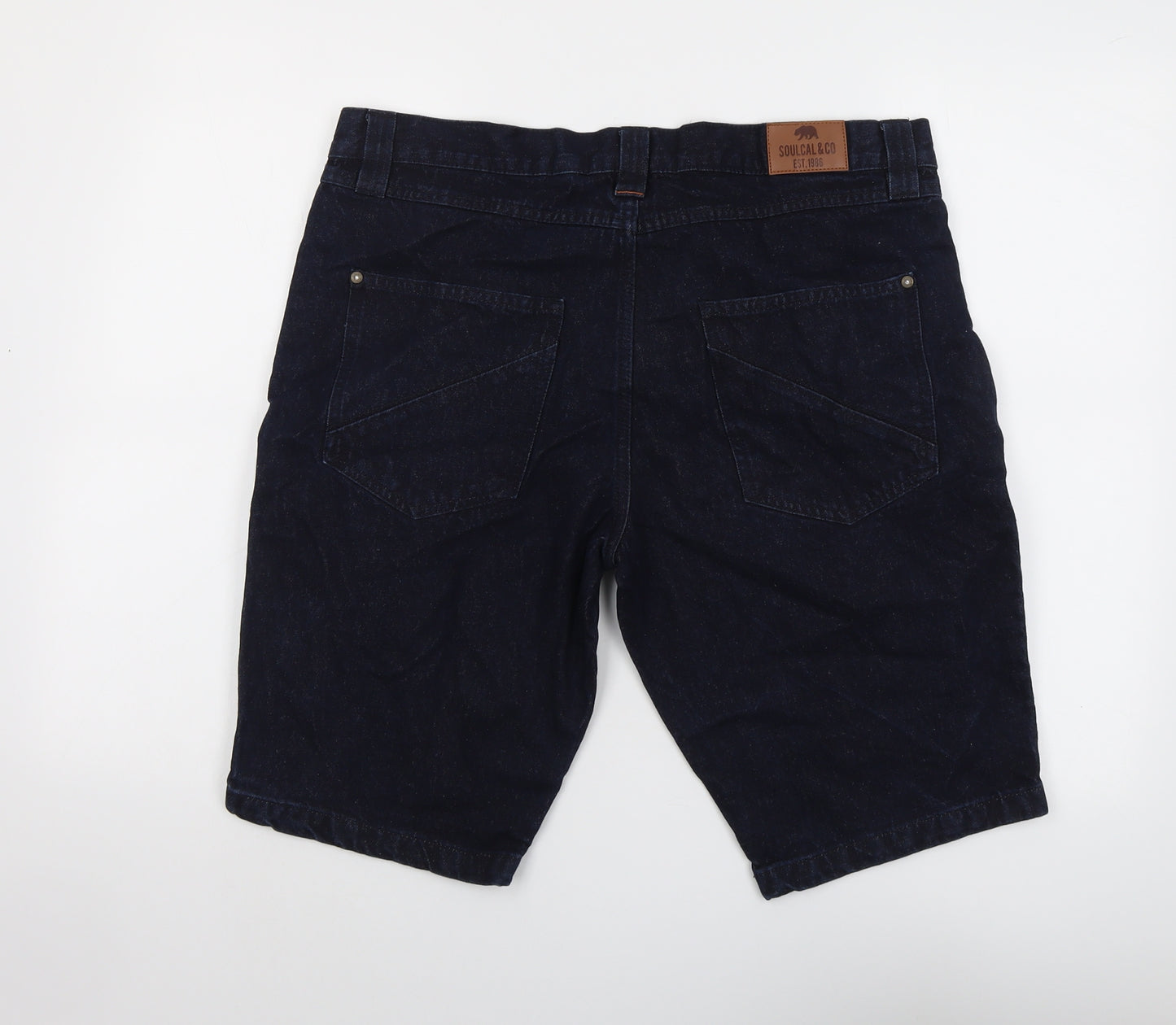 SoulCal&Co Mens Blue Cotton Chino Shorts Size L L11 in Regular Button