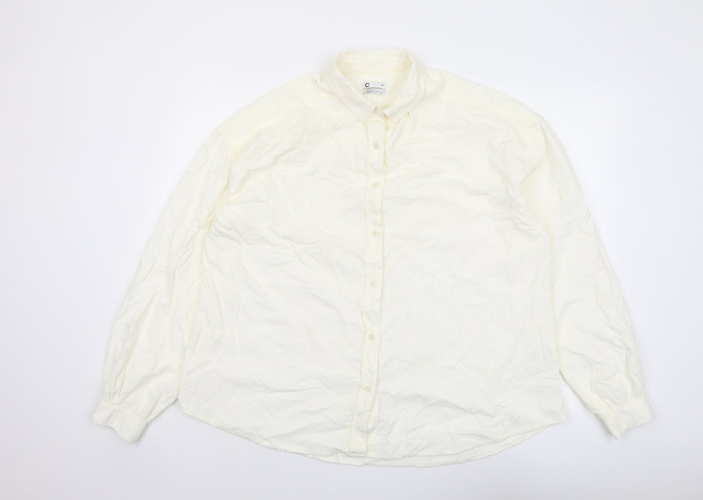 Cubus Womens Ivory Cotton Basic Button-Up Size 16 Collared