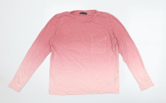 Marks and Spencer Womens Pink Cotton Basic T-Shirt Size 12 Round Neck - Ombré