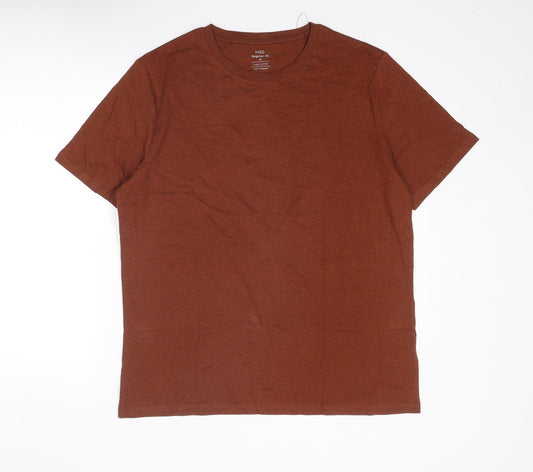 Marks and Spencer Mens Brown Cotton T-Shirt Size XL Round Neck