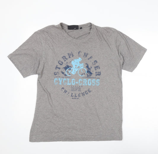 Peter Storm Mens Grey Cotton T-Shirt Size L Round Neck