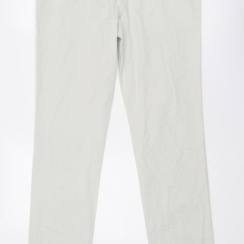 Whistles Mens Grey Cotton Chino Trousers Size 32 in Regular Zip