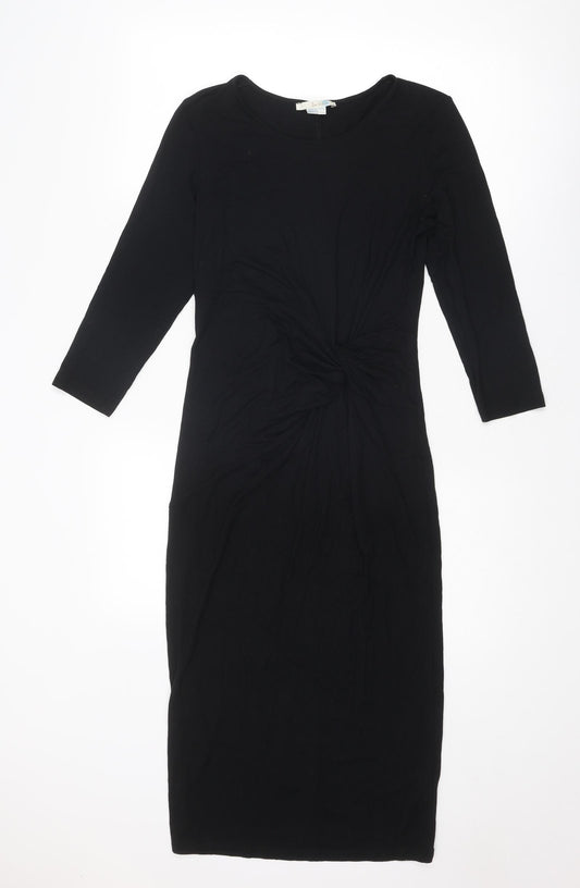 Boden Womens Black Viscose Jumper Dress Size 10 Round Neck Pullover