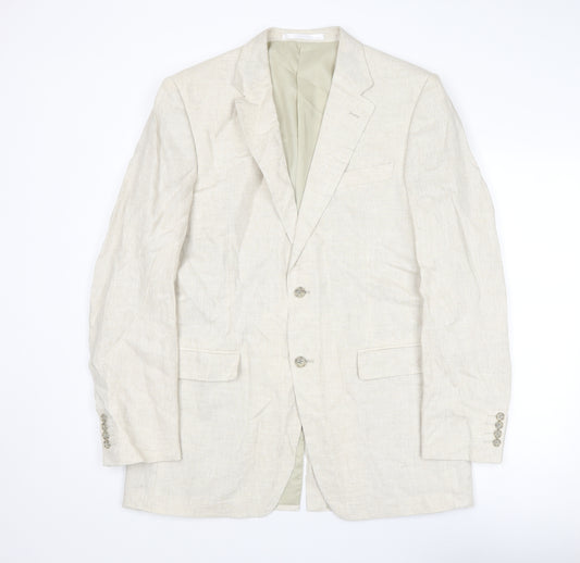 Marks and Spencer Mens Beige Linen Jacket Suit Jacket Size 42 Regular