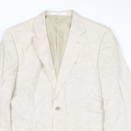 Marks and Spencer Mens Beige Linen Jacket Suit Jacket Size 42 Regular