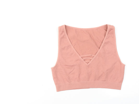 South Beach Womens Pink Polyamide Cropped Tank Size M V-Neck Pullover - Sports Bra