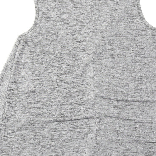 Zara Womens Grey Geometric Polyester Basic Tank Size S V-Neck