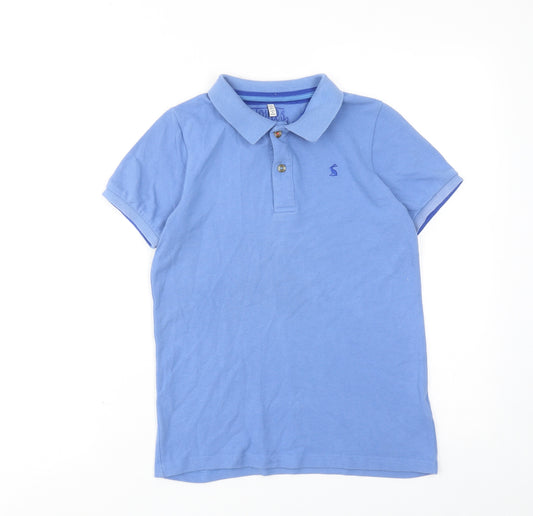 Joules Boys Blue Cotton Basic Polo Size 9-10 Years Collared Button
