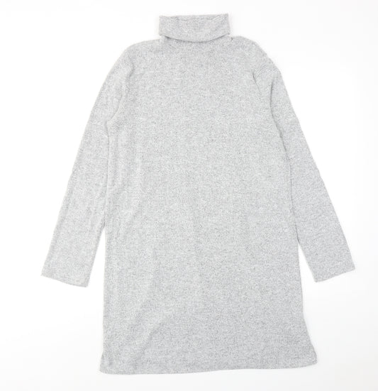 Zara Womens Grey Polyester Jumper Dress Size M Roll Neck Pullover