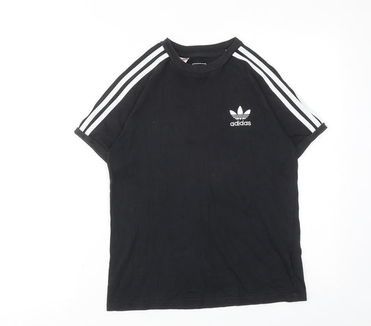 adidas Boys Black Cotton Basic T-Shirt Size 11-12 Years Round Neck Pullover