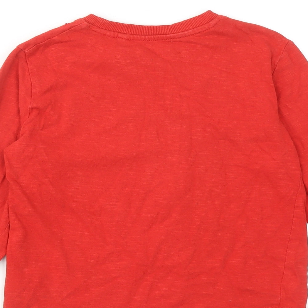 NEXT Boys Red Cotton Basic T-Shirt Size 7 Years Round Neck Pullover