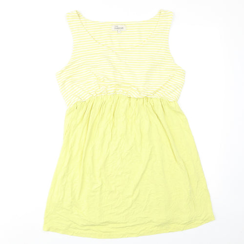 NEXT Womens Yellow Colourblock Polyester Tank Dress Size 16 Round Neck Pullover