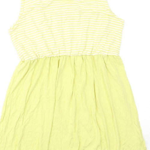 NEXT Womens Yellow Colourblock Polyester Tank Dress Size 16 Round Neck Pullover