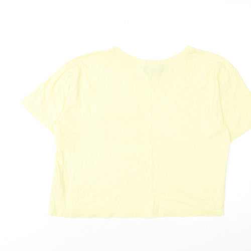 New Look Womens Yellow Cotton Basic T-Shirt Size 8 Boat Neck