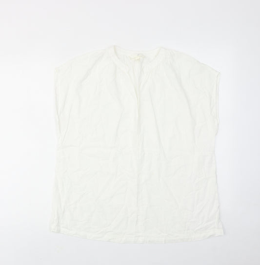 H&M Womens White Cotton Basic T-Shirt Size M V-Neck