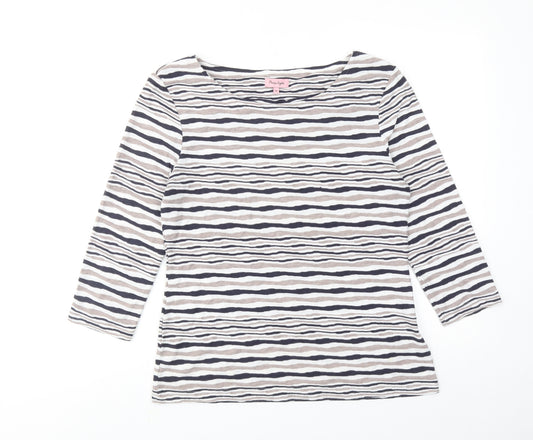 Phase Eight Womens Multicoloured Striped Viscose Basic T-Shirt Size 14 Boat Neck