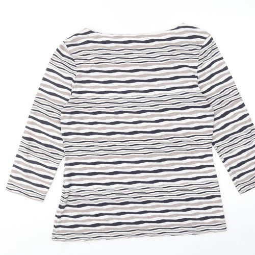 Phase Eight Womens Multicoloured Striped Viscose Basic T-Shirt Size 14 Boat Neck
