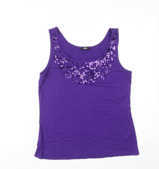 Marks and Spencer Womens Purple Viscose Basic Tank Size 10 Scoop Neck