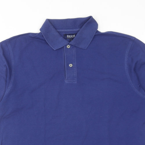 Reed Mens Blue Cotton Polo Size M Collared Button