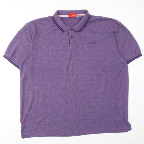 Slazenger Mens Purple Polyester Polo Size 3XL Collared Button