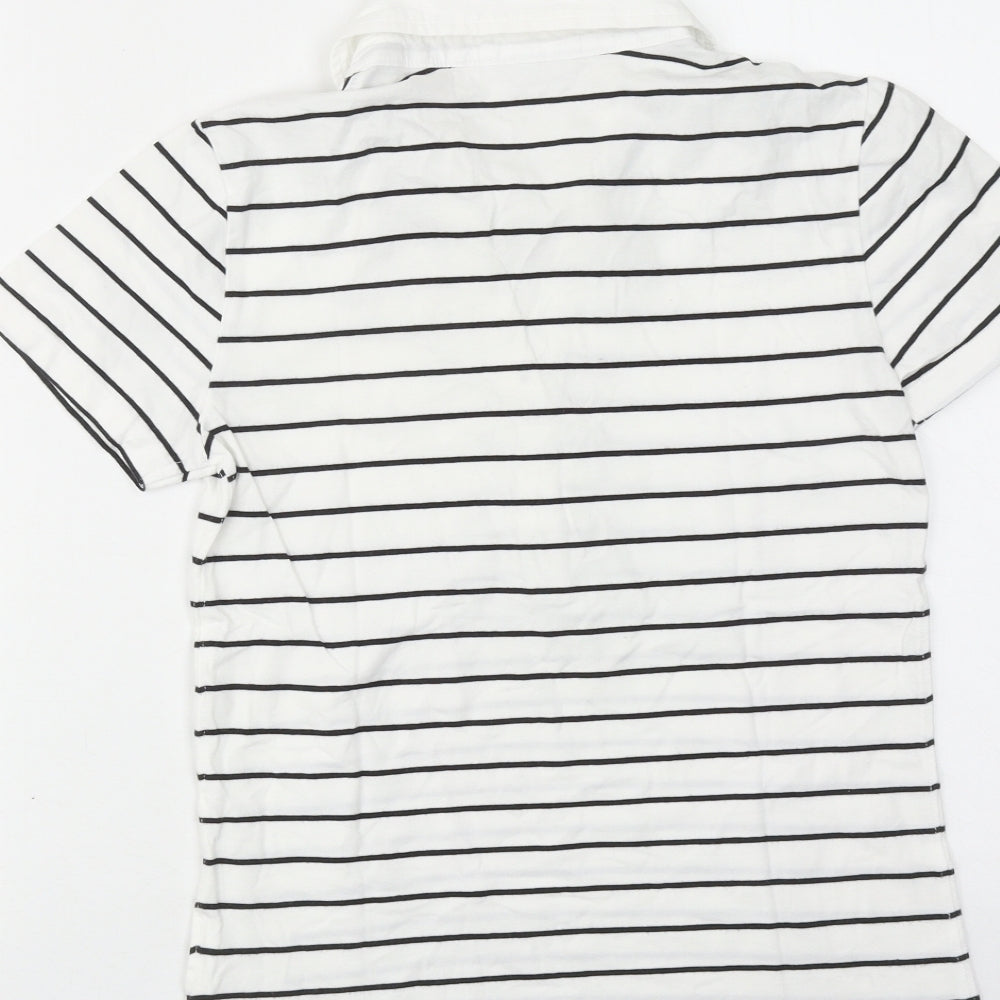 Yessica Womens White Striped Cotton Basic Polo Size XS Collared