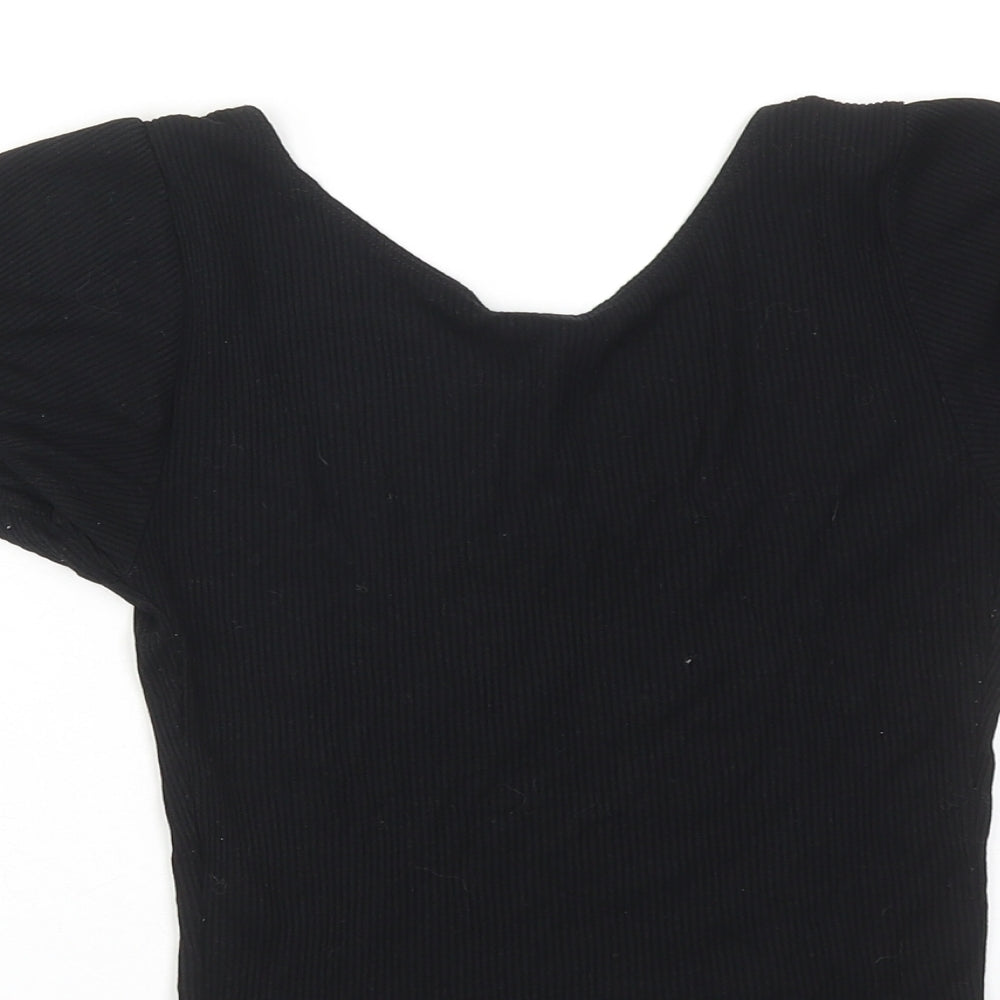 Urban Outfitters Womens Black Viscose Cropped T-Shirt Size S Square Neck