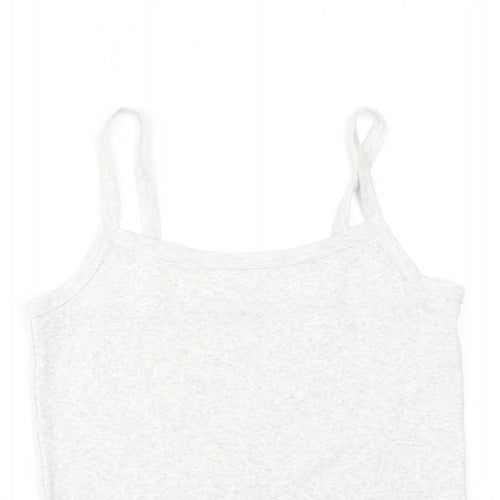 NEXT Girls Grey Cotton Basic Tank Size 13-14 Years Round Neck Pullover