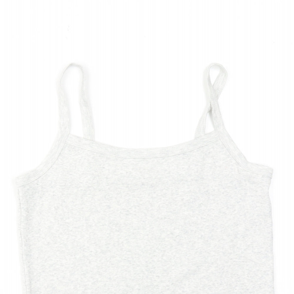 NEXT Girls Grey Cotton Basic Tank Size 13-14 Years Round Neck Pullover