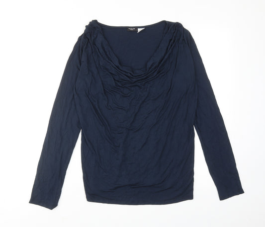 La Redoute Womens Blue Viscose Basic T-Shirt Size 14 Cowl Neck