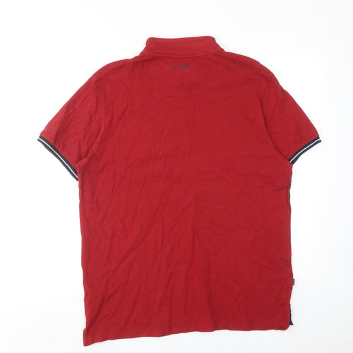 Le Shark Mens Red Colourblock Cotton T-Shirt Size L Round Neck