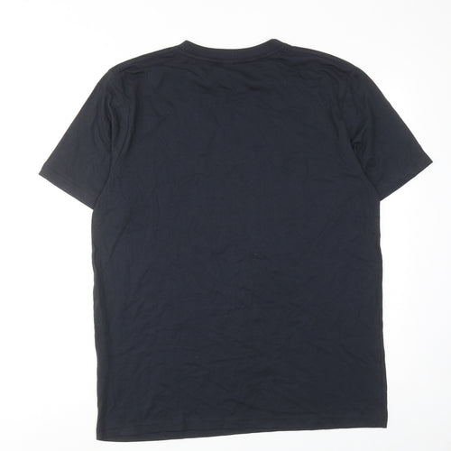 Teemil Mens Black Cotton T-Shirt Size L Round Neck