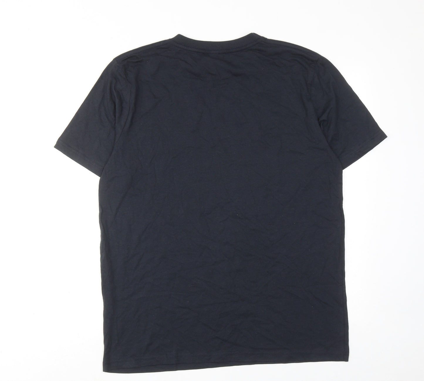 Teemil Mens Black Cotton T-Shirt Size L Round Neck
