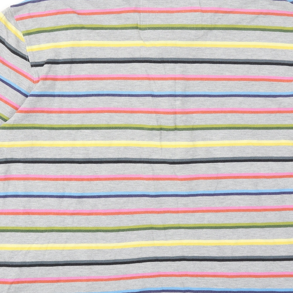 Ted Baker Mens Multicoloured Striped Cotton Polo Size XL Collared Button