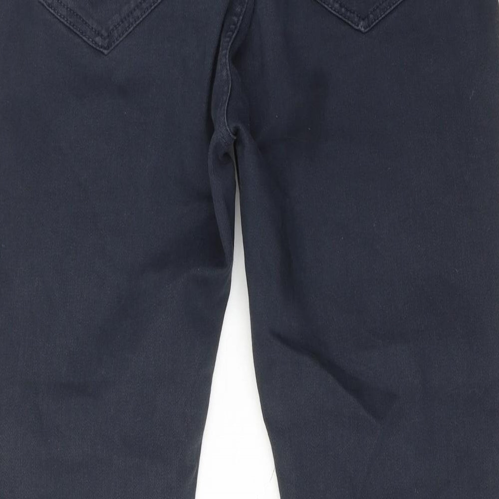 Fat Face Womens Blue Cotton Straight Jeans Size 14 Regular Zip - Cropped