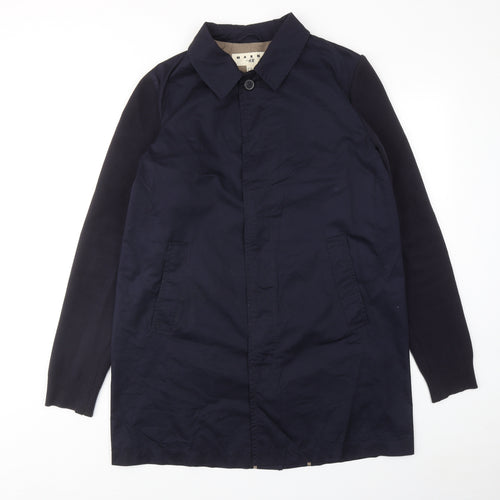H&M Mens Blue Overcoat Coat Size M Button