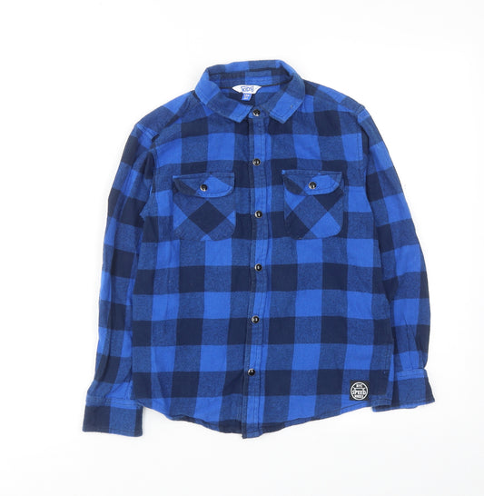 NYC speed wheels Boys Blue Plaid Cotton Basic Button-Up Size 8-9 Years Collared Button