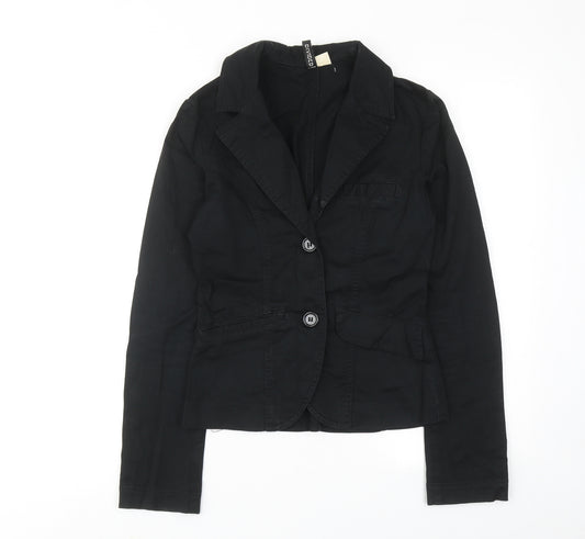 H&M Womens Black Jacket Size 6 Button