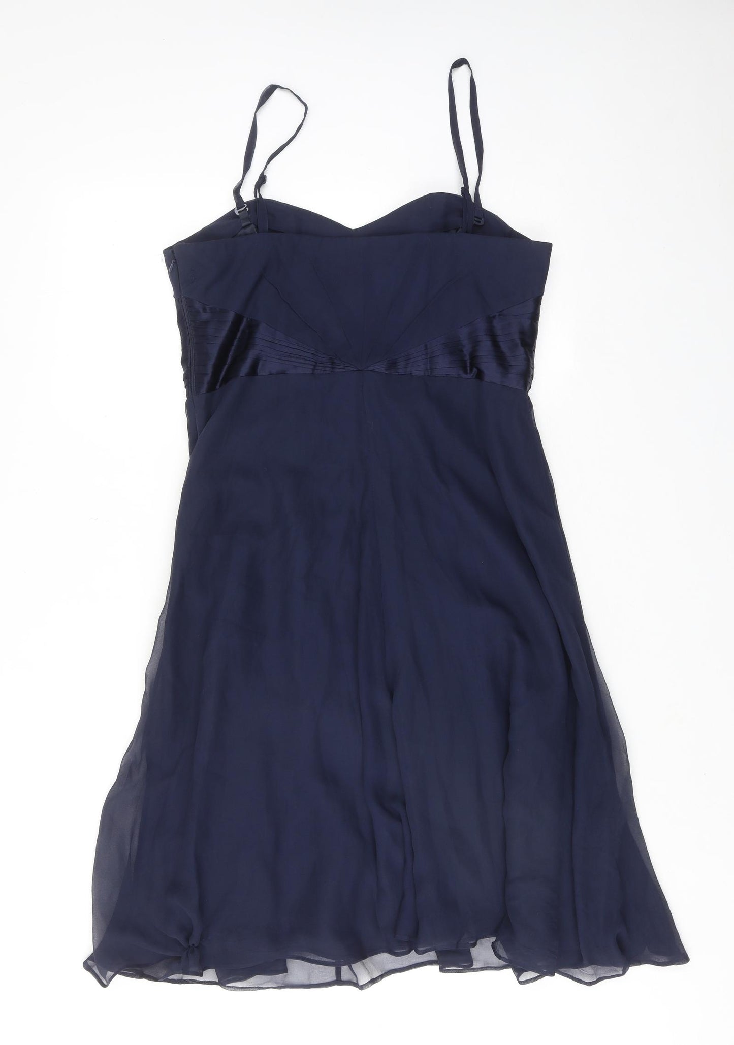 Coast Womens Blue Silk Slip Dress Size 14 Sweetheart Zip