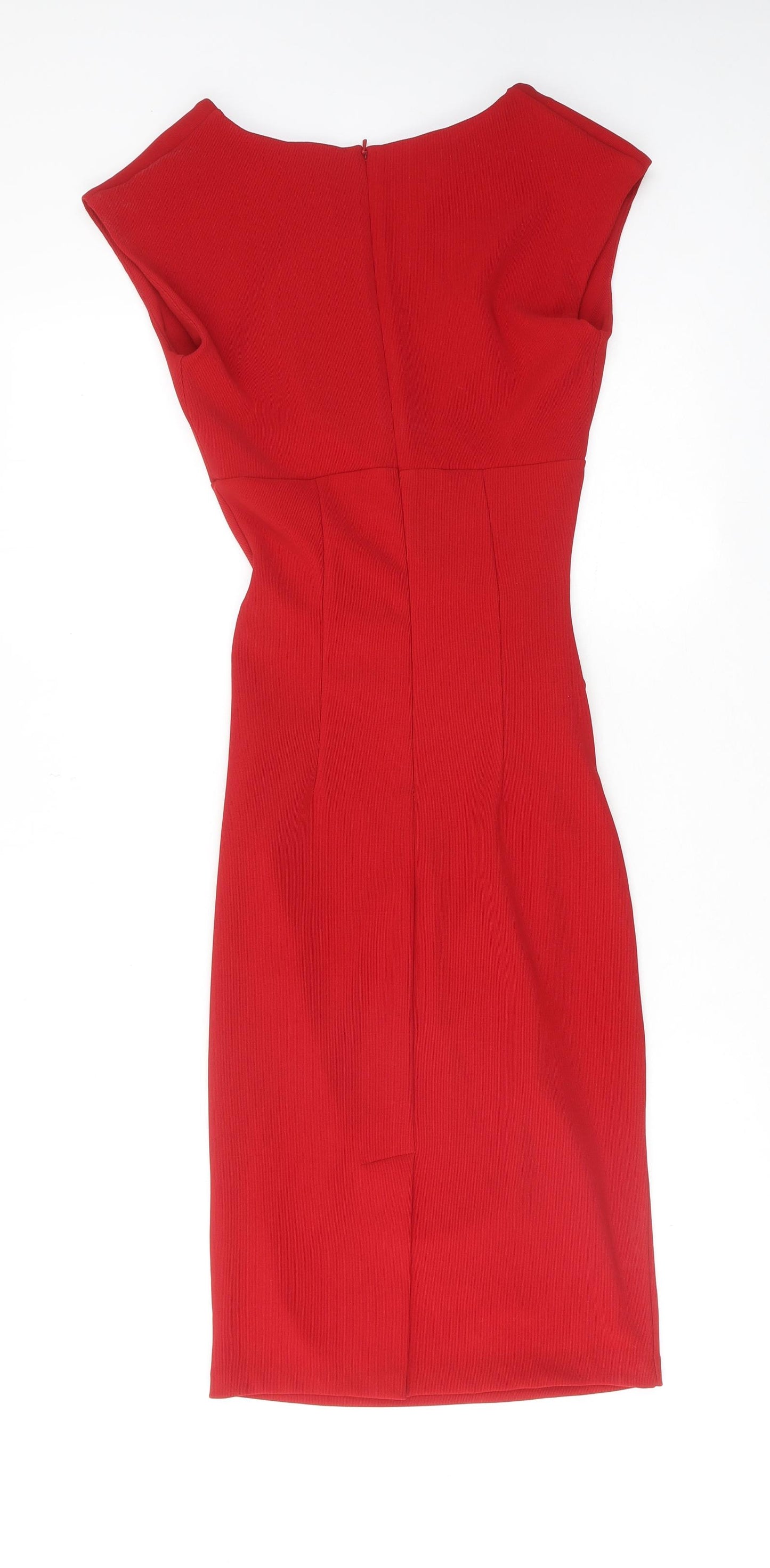 Diva Womens Red Polyester A-Line Size S V-Neck Zip