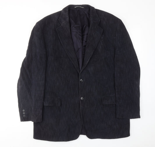 Marks and Spencer Mens Blue Cotton Jacket Blazer Size 44 Regular